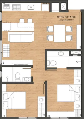 Apartamento com 2 dormitórios, foto 3