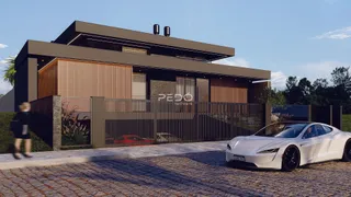 Fachada de uma residência moderna em Lajeado, Brasil.