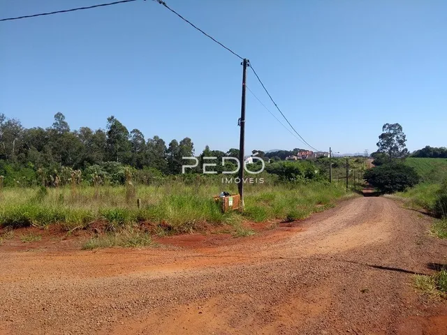 Uma estrada de terra leva a uma área gramada com árvores ao fundo.