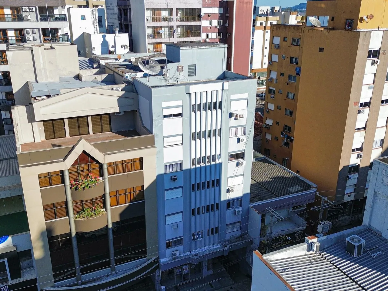 Vista aérea de um complexo de edifícios residenciais em Lajeado, Brasil.