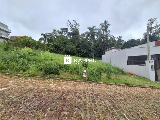 Vista externa de uma propriedade com paisagismo e área pavimentada.