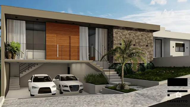 Fachada de uma casa moderna em Lajeado, Brasil.