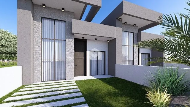 Fachada de uma residência moderna em Lajeado, Brasil.