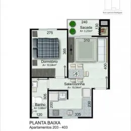 Planta baixa de um apartamento mostrando a disposição dos cômodos.