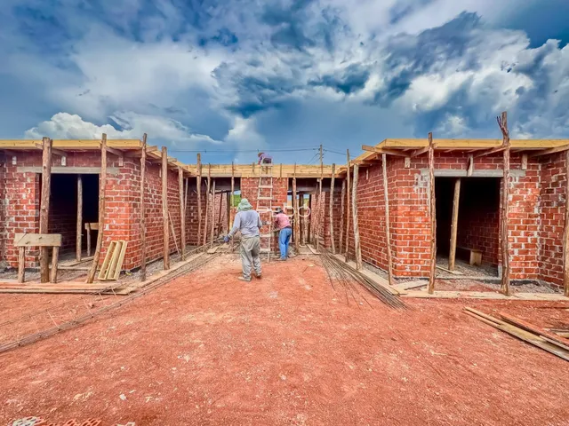 Vista da obra de construção de uma residência em Lajeado, Brasil.