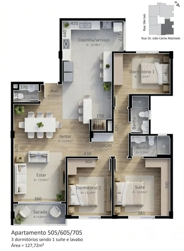 Apartamento com 3 dormitórios, foto 3