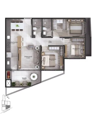 Apartamento com 3 dormitórios, foto 9