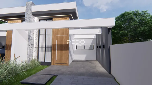 Fachada moderna de uma residência em Lajeado, Brasil.