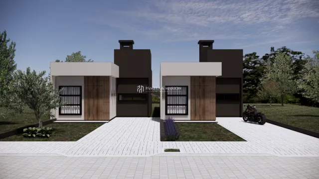 Fachada de uma casa moderna em Lajeado, Brasil.