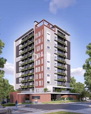 Fachada de um edifício residencial moderno em Lajeado, Brasil.
