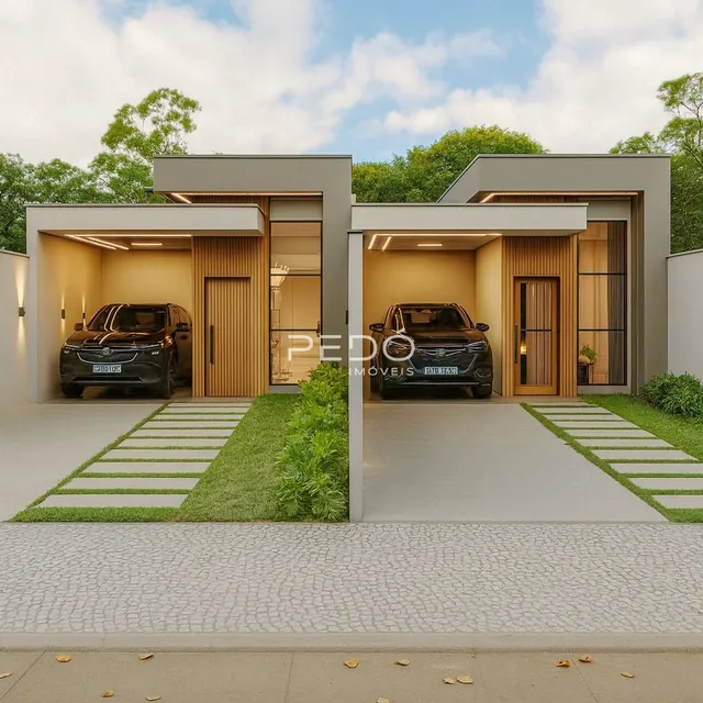 Fachada moderna de uma residência em Lajeado, Brasil.