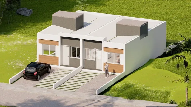 Fachada de uma casa moderna em Lajeado, Brasil.