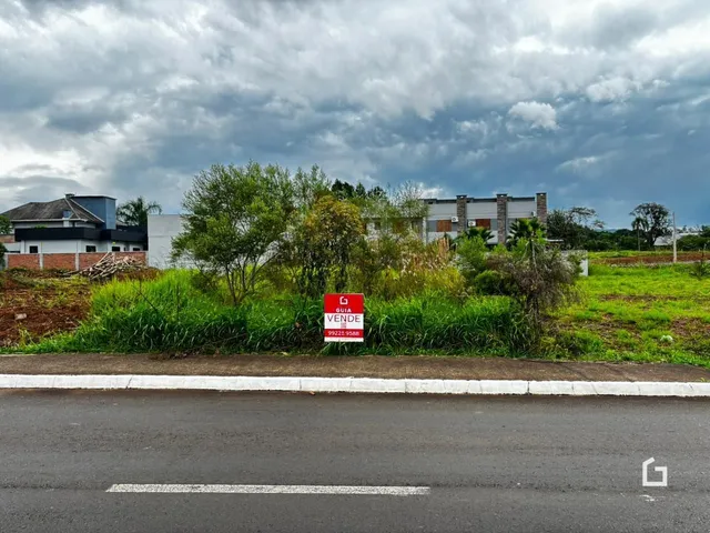 Vista externa de uma propriedade com vegetação e uma estrada no primeiro plano.