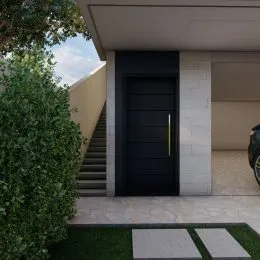 Fachada da residência em Lajeado, Brasil, mostrando a entrada principal.