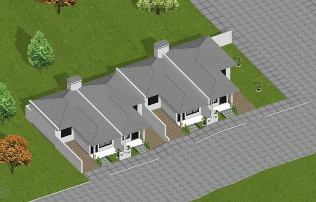Fachada de uma casa residencial em Lajeado, Brasil, com paisagismo ao redor.