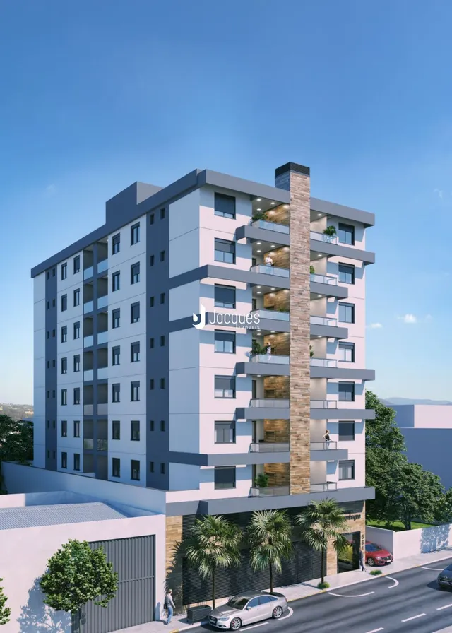 Fachada moderna de um edifício residencial em Lajeado, Brasil.