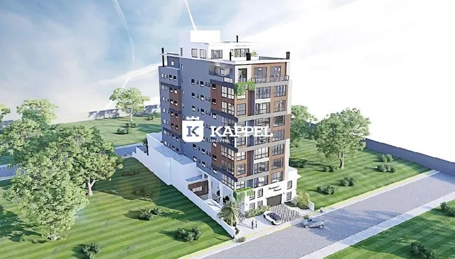 Fachada de um prédio de apartamentos moderno em Lajeado.