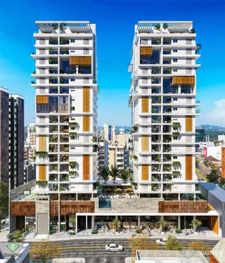 Fachada de um complexo residencial moderno em Lajeado, Brasil.