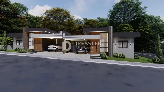 Fachada moderna de uma residência em Lajeado, Brasil.