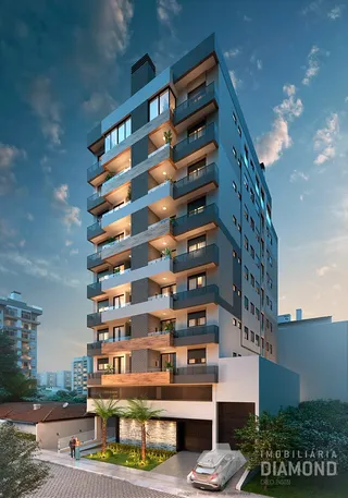 Fachada de um prédio residencial moderno em Lajeado, Brasil.