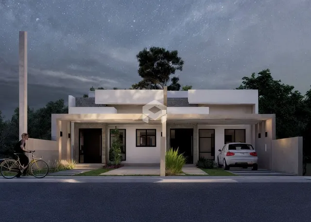 Fachada moderna de uma residência em Lajeado, Brasil.