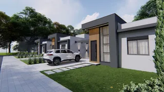 Fachada de uma residência moderna com paisagismo em Lajeado, Brasil.