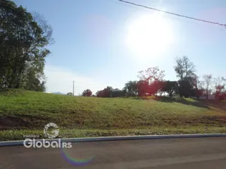 Paisagem de campo com colinas verdes e árvores sob um céu claro.