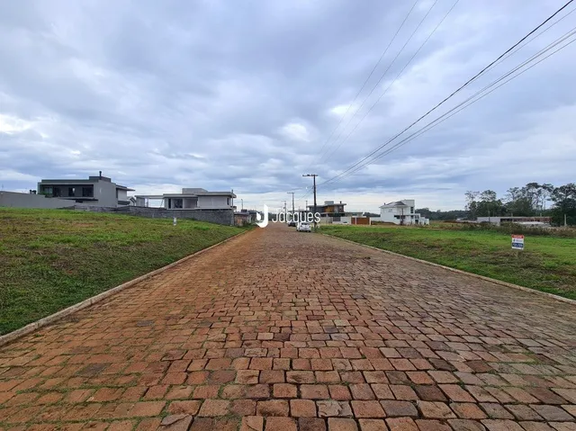 Caminho de tijolos no quintal da propriedade em Lajeado.