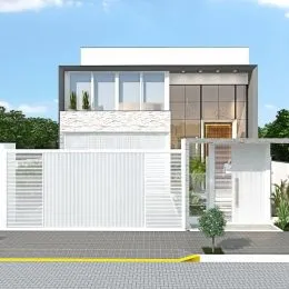 Fachada moderna de uma residência com grandes janelas em Lajeado, Brasil.