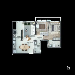 Planta baixa de um apartamento em Lajeado, Brasil.
