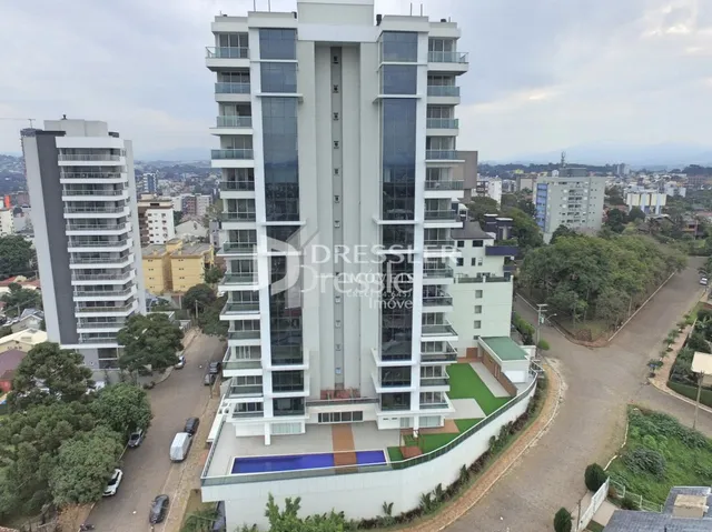 Vista aérea de um edifício residencial moderno em Lajeado, Brasil.