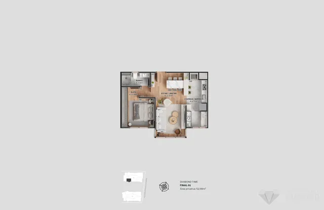 Apartamento com 1 dormitório, foto 2