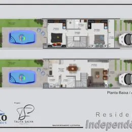 Planta baixa mostrando o layout interno de uma propriedade em Lajeado.