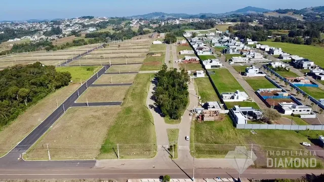 Vista aérea de terras agrícolas e áreas abertas em Lajeado.