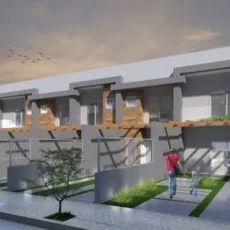 Fachada moderna de um edifício residencial em Lajeado, Brasil.