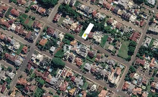 Vista aérea de uma área residencial em Lajeado, Brasil.