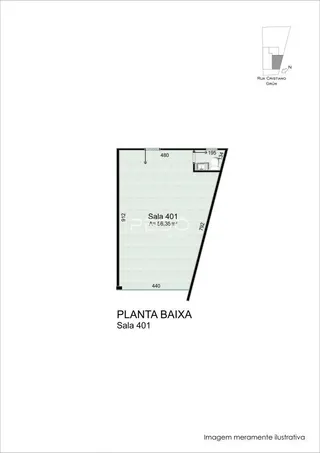 Planta baixa da sala 401 do imóvel em Lajeado, Brasil.