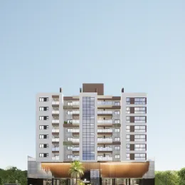 Fachada de um prédio residencial de múltiplos andares em Lajeado, Brasil.