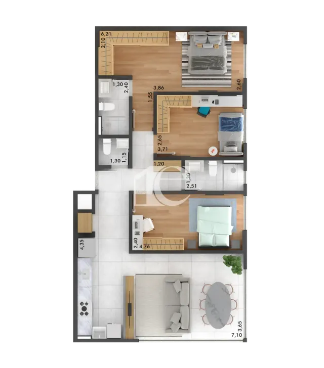 Apartamento com 3 dormitórios, foto 5