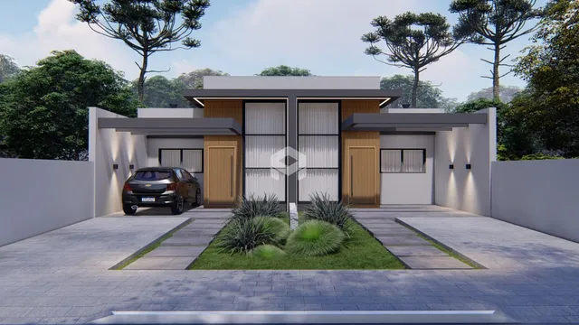 Fachada moderna de uma residência em Lajeado, Brasil.