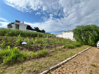 Vista externa de uma propriedade com vegetação no primeiro plano e um edifício branco ao fundo.