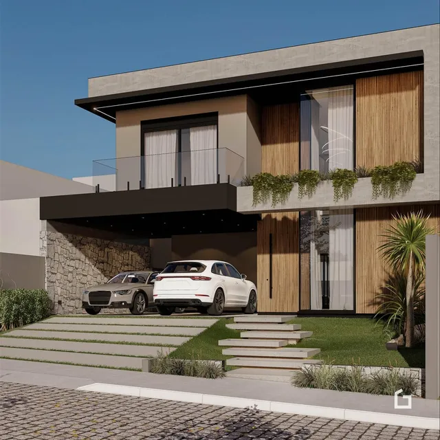 Fachada moderna de uma residência em Lajeado, Brasil.