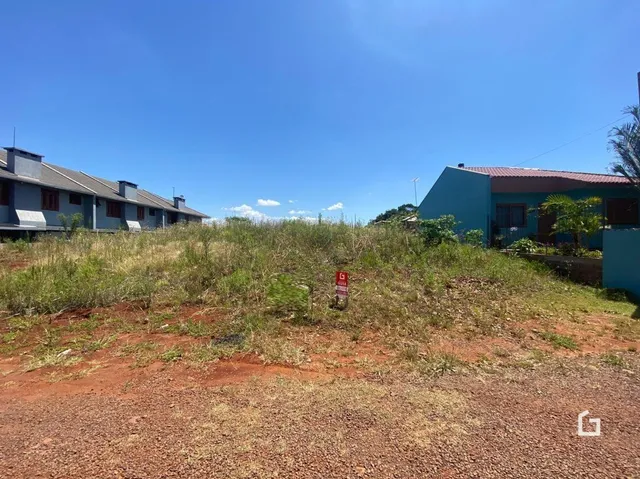 Vista externa de um terreno com vegetação seca e solo avermelhado.