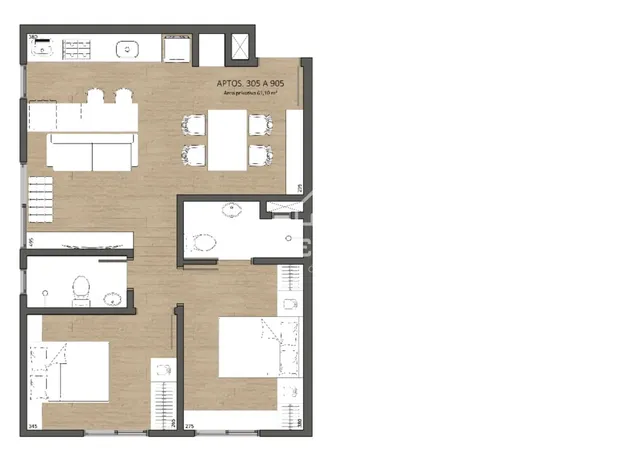 Apartamento com 2 dormitórios, foto 3