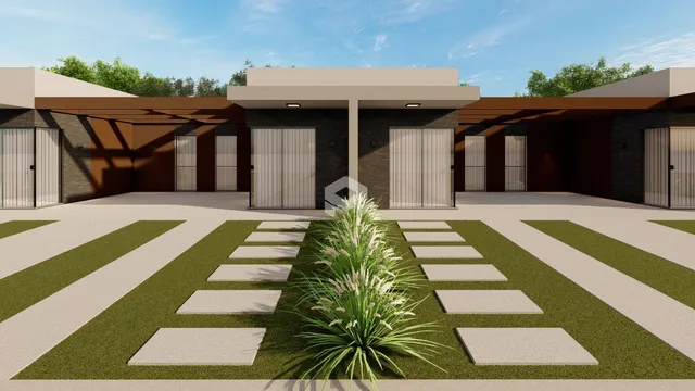 Fachada de uma residência moderna em Lajeado, Brasil.