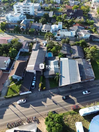 Vista aérea de um bairro residencial em Lajeado, Brasil.