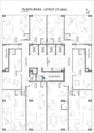 Planta baixa do layout de 10 salas em Lajeado, Brasil.