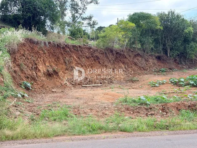 Talude de terra avermelhada com vegetação no primeiro plano.