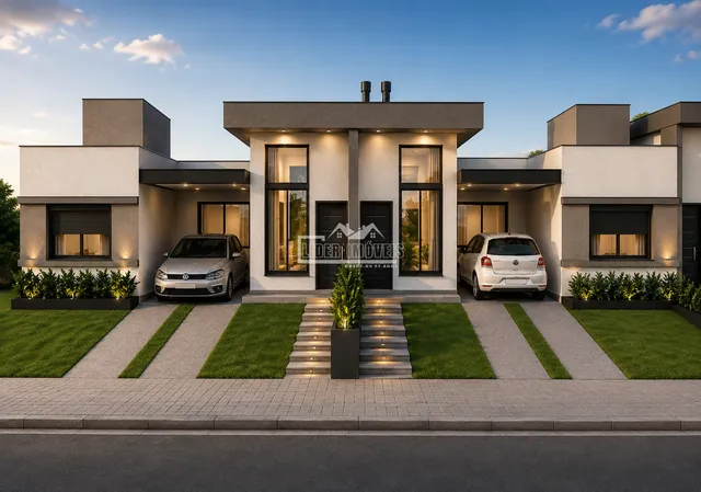 Fachada moderna de uma residência em Lajeado, Brasil.