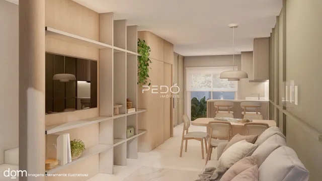 Ambiente interno de uma sala com painéis de madeira e estantes brancas.